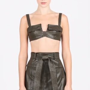 Nonchalant Label Ciara Vegan Leather Bra Crop Top New Green New Festival Summer
